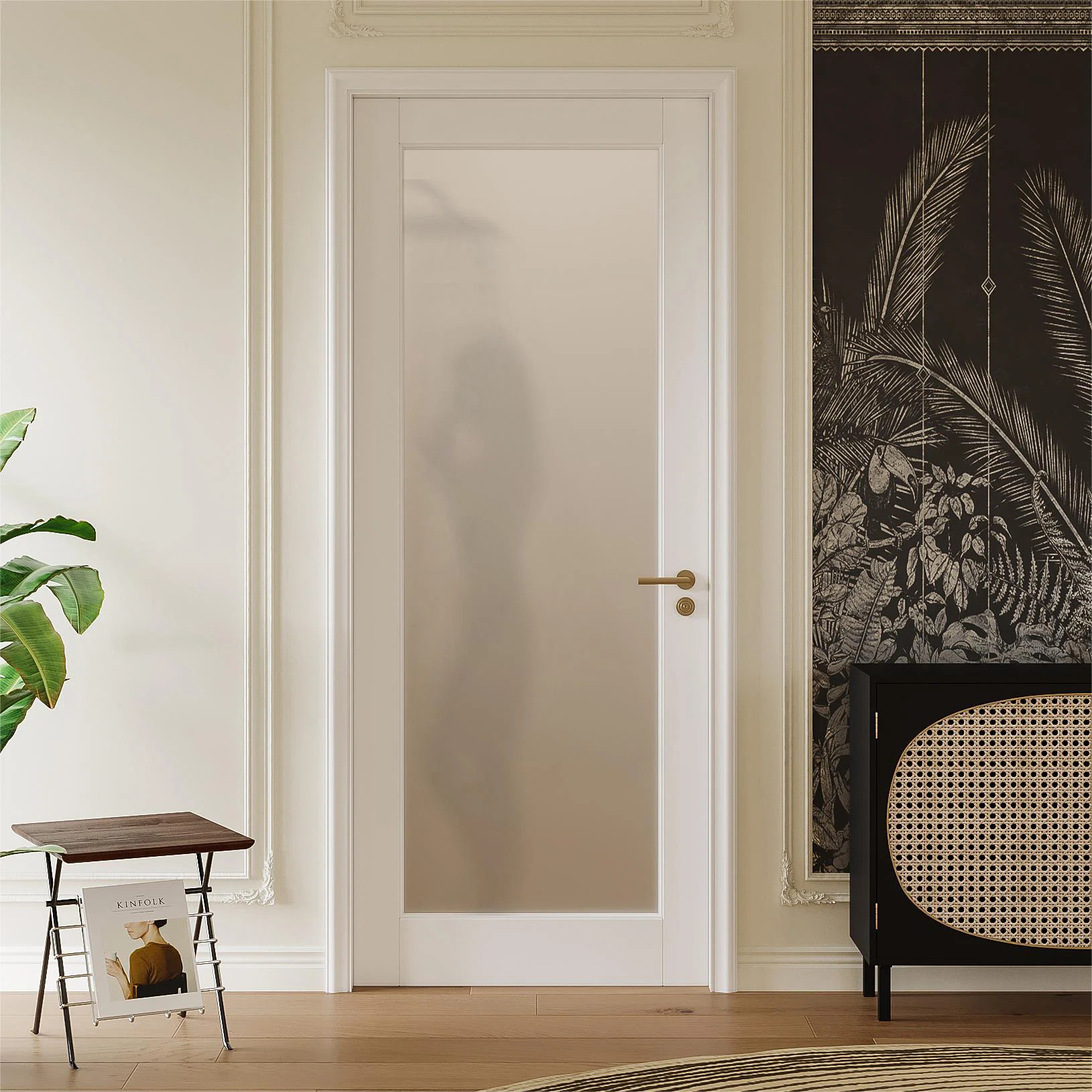 Pantry Door Slab Frosted Glass Wood and Manufacture Wood White Standard Door Without Hardware Kit | Wayfair North America