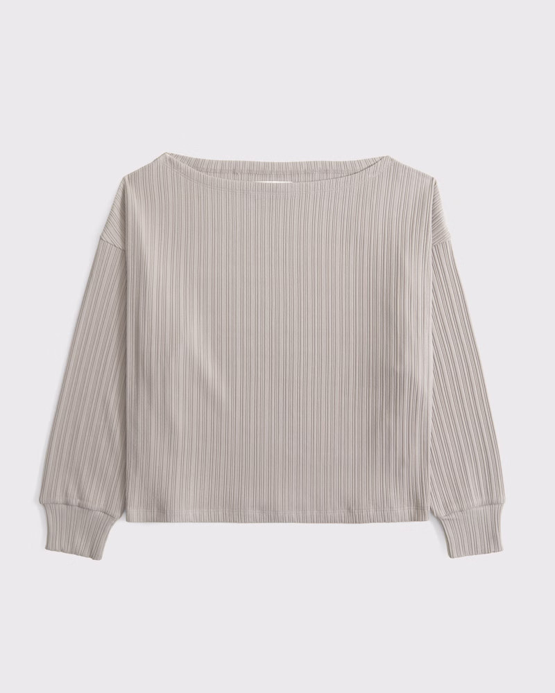 Long-Sleeve Lounge Wide Rib Slash Top | Abercrombie & Fitch (US)