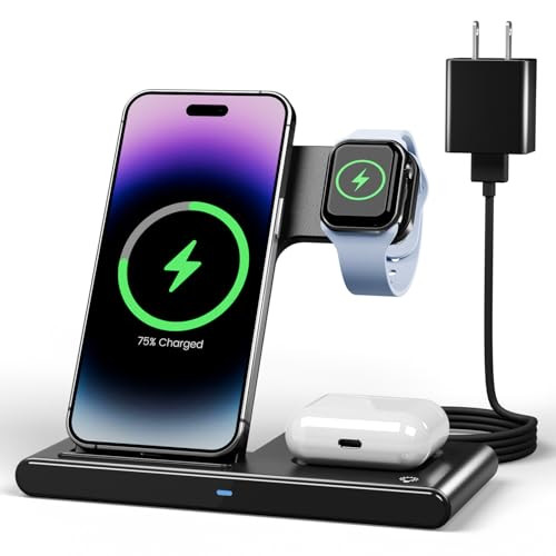 Wireless Charger iPhone Charging Station: 3 in 1 Charger Stand Multiple Devices for Apple - iPhone 16 15 14 Pro Max 13 12 11 - Watch 10 9 8 7 6 5 4 3 2 SE and Ultra Series - Airpods 4 3 2 Pro | Amazon (US)