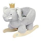 Manhattan Toy Plush Elephant Wooden Rocking Toy with Crown, Adjustable Seat Belt and Wooden Hand Gri | Amazon (US)