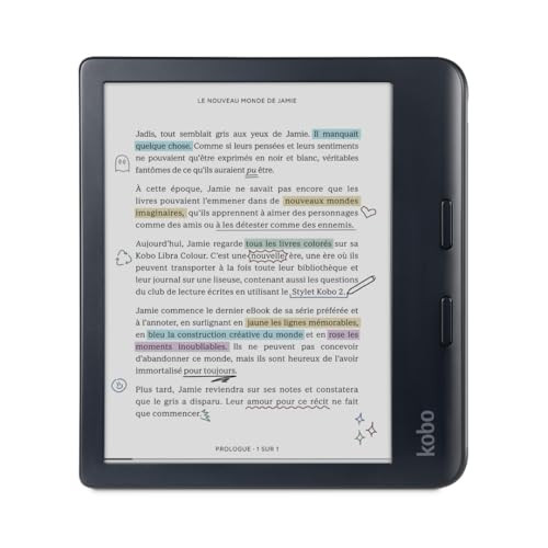 Kobo Libra Colour | eReader | 7” Glare-Free Colour E Ink Kaleido™ 3 Display | Dark Mode Option | Audiobooks | Waterproof | Black | Amazon (US)