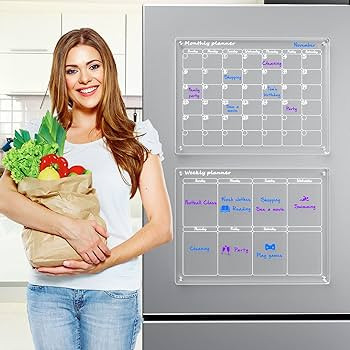 NPPLUS Acrylic Magnetic Monthly and Weekly Calendar for Fridge,2 Set Clear Magnetic Dry Erase Boa... | Amazon (US)