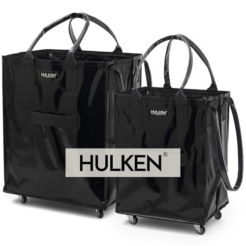 HULKEN (L, M) Reusable Grocery Bag On Wheels, Rolling Tote - Folds Flat - Unbreakable Handles | Amazon (US)