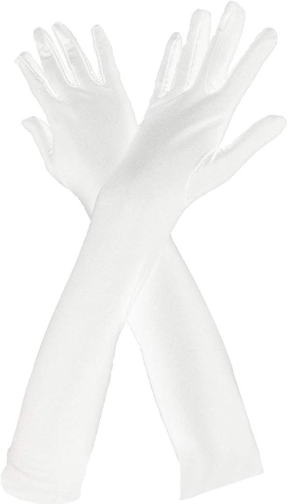 Long Opera Party 20s Satin Gloves Stretchy Adult Size Elbow Length Wedding | Amazon (US)