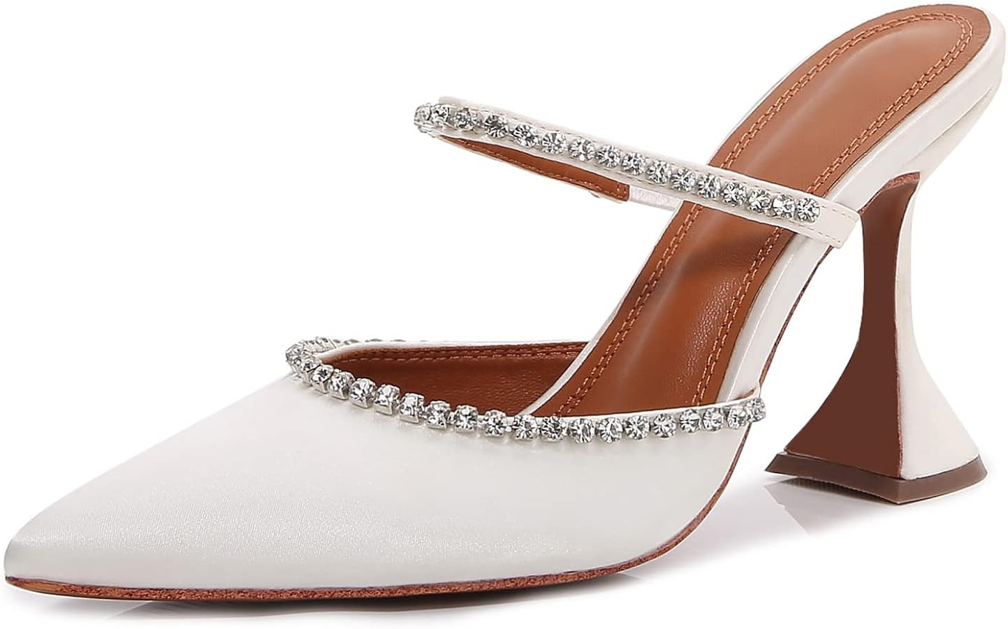 Vertundy Women's Mule Heels Rhinestones Strappy Stiletto Slide Pumps Slip On Sexy High Heels Sand... | Amazon (US)