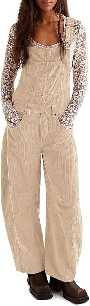 Yousify Overalls for Women Loose Fit Wide Leg One Piece Jumpsuits Casual Fleece Bib Overall with ... | Amazon (US)