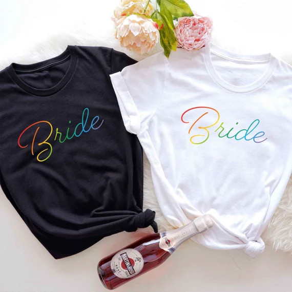 LGBTQ Rainbow Bride Shirt Gay Bachelorette Lesbian Bride to | Etsy | Etsy (US)
