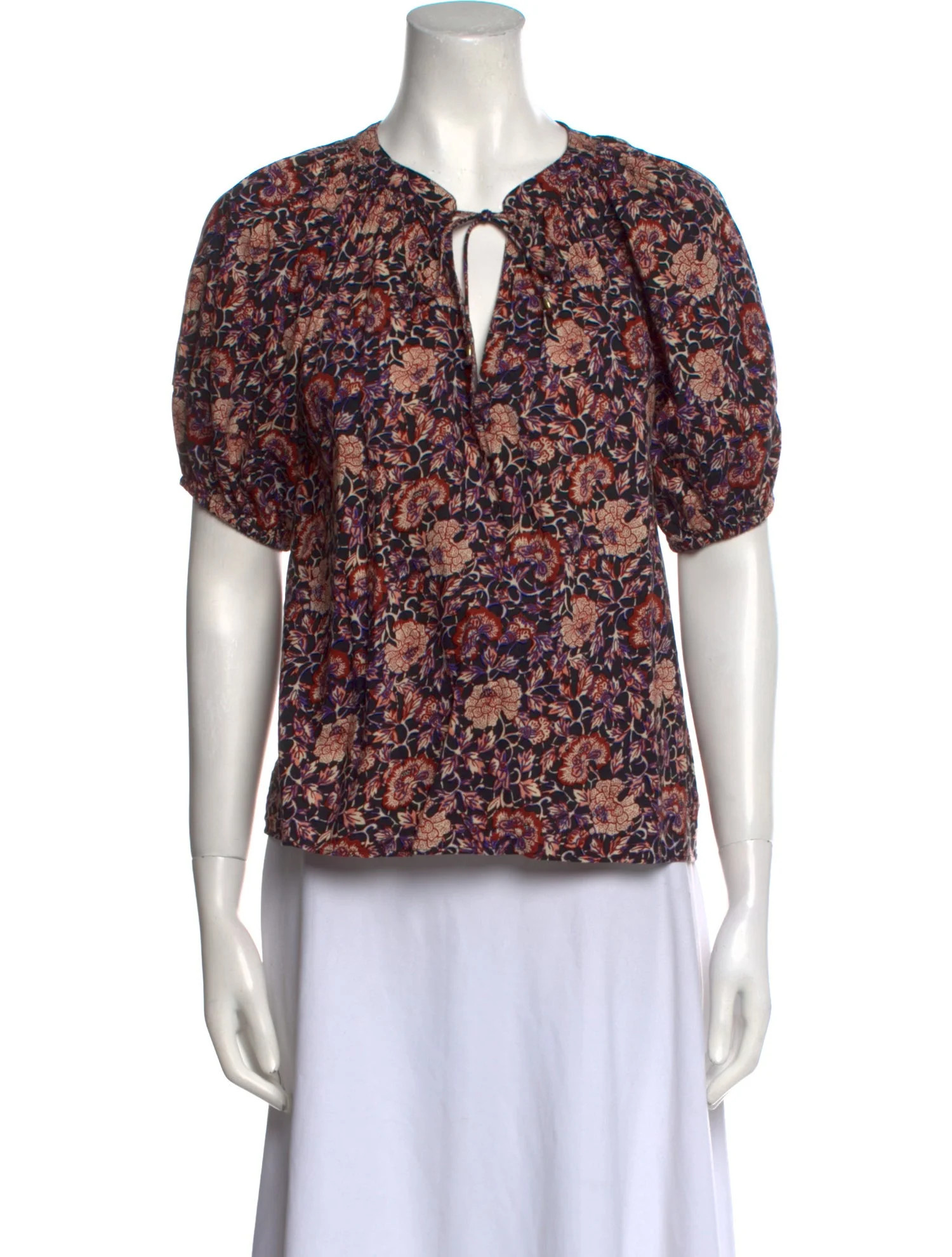 Floral Print Tie Neck Blouse | The RealReal