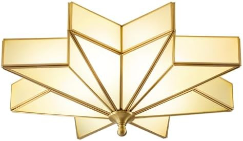 Star Brass Vintage Ceiling Light - 19.7 in Large Milk Glass Antique Brushed Gold Flush Mount Fixt... | Amazon (US)