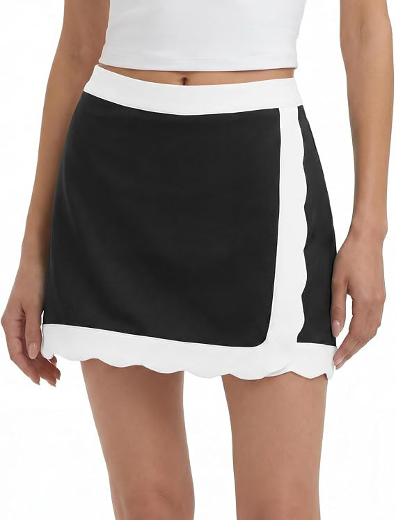 Fisoew Womens Tennis Skirts with Shorts Scalloped Hem Wrap Golf Skorts High Waisted Athletic Runn... | Amazon (US)