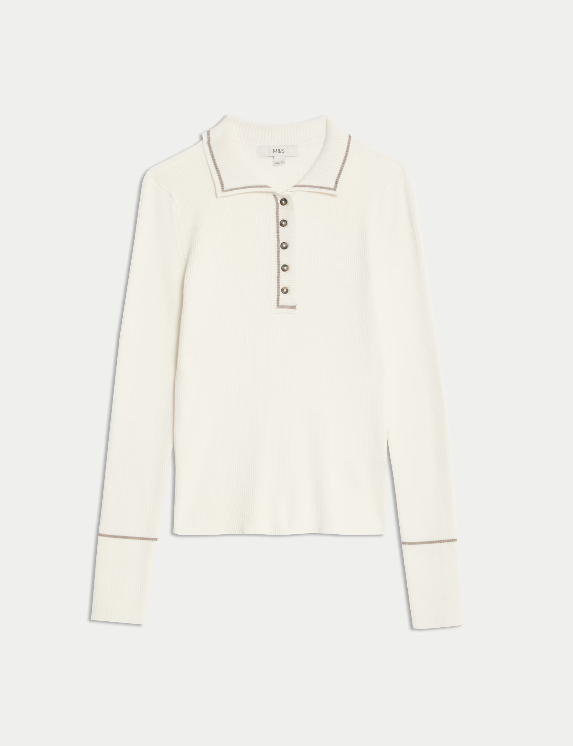 Ribbed Polo Neck Fitted Top | Marks & Spencer (UK)