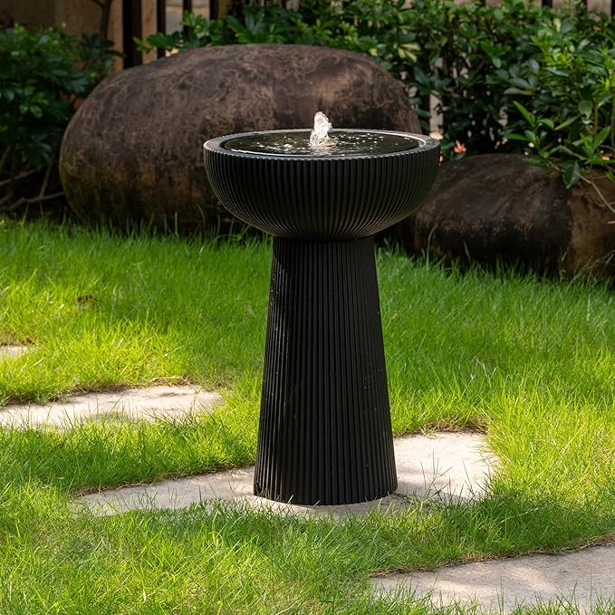 23.23" H Outdoor Water Fountain Made with Eco-Friendly Recyclable Materials, Polyethylene Bird Ba... | Amazon (US)