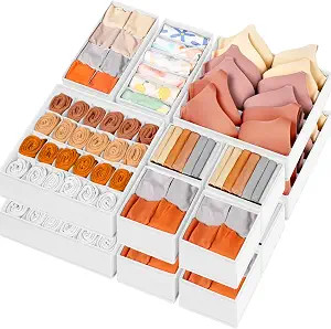 Drawer Organizer Clothes, 16 Pack Dresser Organizer Bins for Baby Clothes, Underwear Sock, Fabric... | Amazon (US)