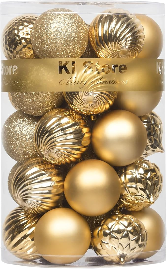 Amazon.com: KI Store Gold Christmas Balls 34pcs 2.36-Inch Christmas Tree Decoration Ornaments for... | Amazon (US)