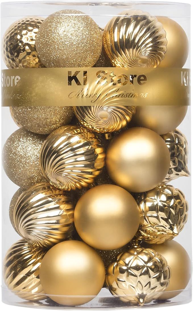 KI Store Gold Christmas Balls 34pcs 2.36-Inch Christmas Tree Decoration Ornaments for Xmas Tree H... | Amazon (US)