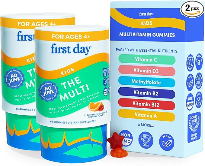 FIRST DAY Kids Multivitamin Gummies Age 4+, Strawberry & Orange - Kids Vitamins Multivitamin Gumm... | Amazon (US)