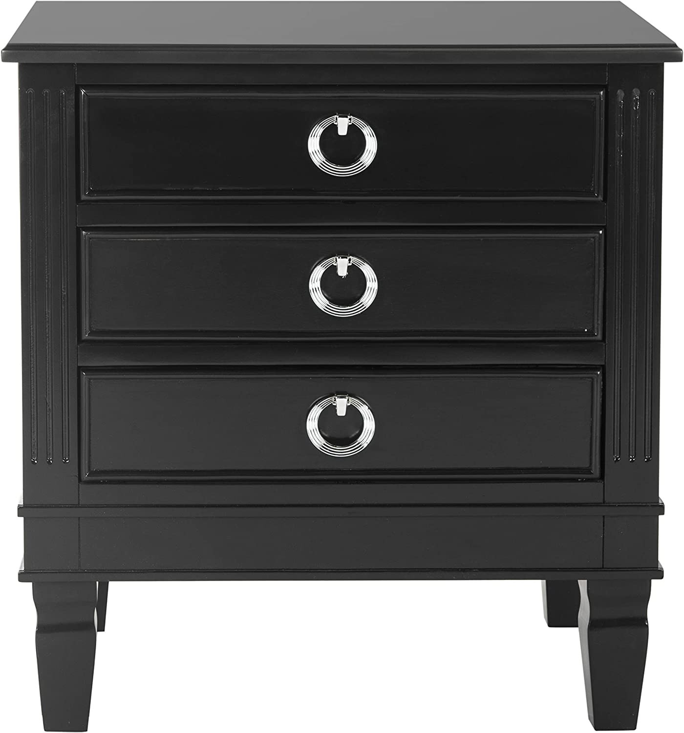 Safavieh Home Collection Kira Black 3-Drawer Nightstand | Amazon (US)