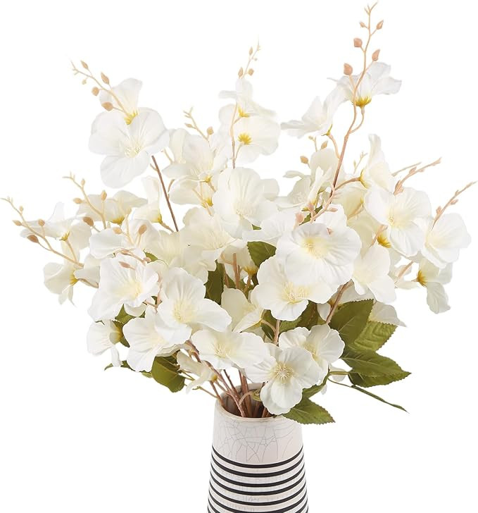 3pcs Artificial Magnolia Flowers 25.5inch White Fake Magnolia Flower Bunches Long Stem Silk Orchi... | Amazon (US)