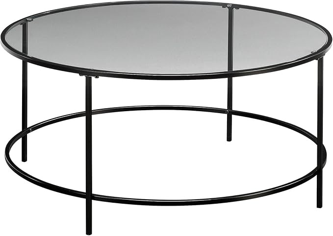 Sauder International Lux Round Coffee Table, Black/Clear Glass | Amazon (US)