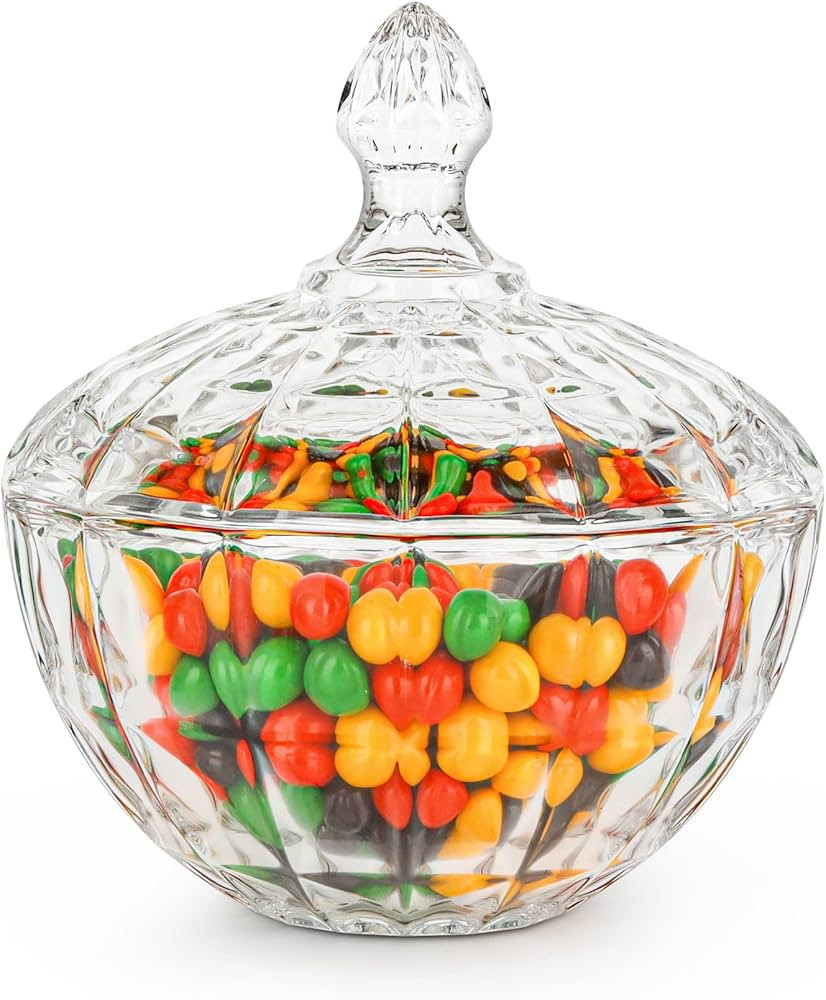 ComSaf Glass Candy Dish with Lid, 26OZ Large Candy Jars with lid for Office Desk, Covered Candy D... | Amazon (US)