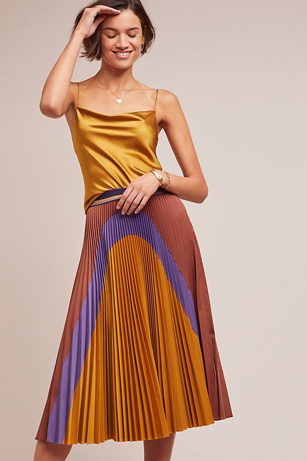Pleated Colorblock Skirt | Anthropologie (US)