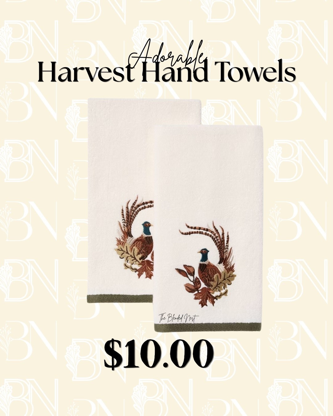 Have you seen these pheasant hand towels?!?  How cute are these!!  They come in a pack of 2 for $10.  Use them anywhere your guests will see them.

#LTKSeasonal #LTKHome