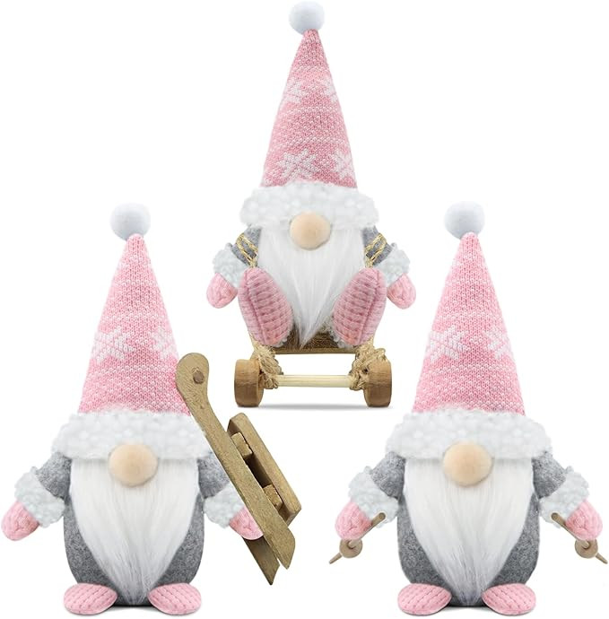 Gehydy Set of 3 Christmas Gnomes Decorations Gift Handmade Sled Gnome Plush Stuffed Xmas Decor fo... | Amazon (US)