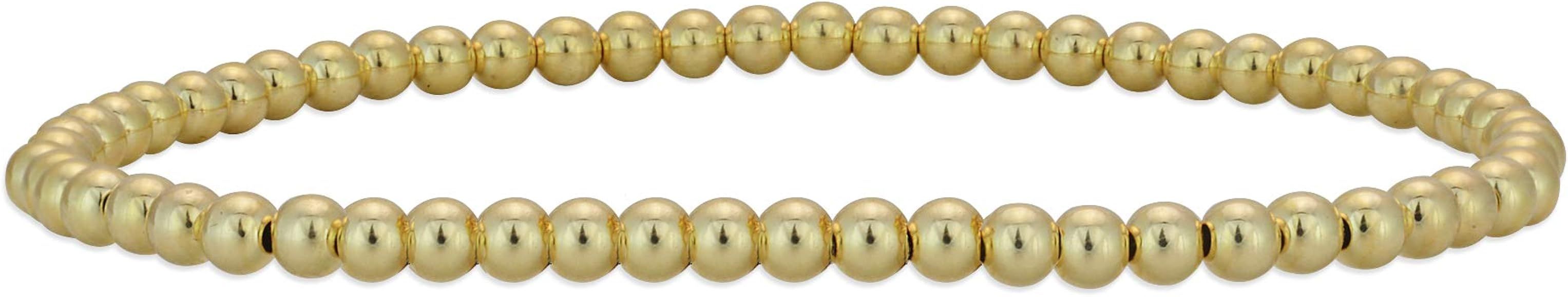Anela 14kt Gold Filled Bracelet, 3mm Beads, Stretch and Stackable, Hand Made in USA | Amazon (US)