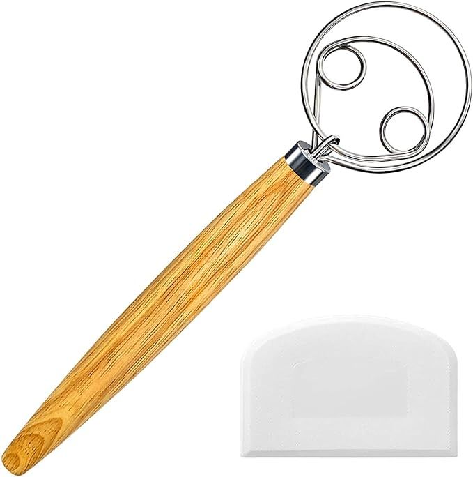 Danish Dough Whisk, Dutch Style Bread Whisk For Dough Cooking Kitchen with Stainless Steel Danish... | Amazon (US)