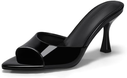 Coutgo Womens Kitten Heel Sandals Heeled Mules Pointed Open Toe High Heels | Amazon (US)