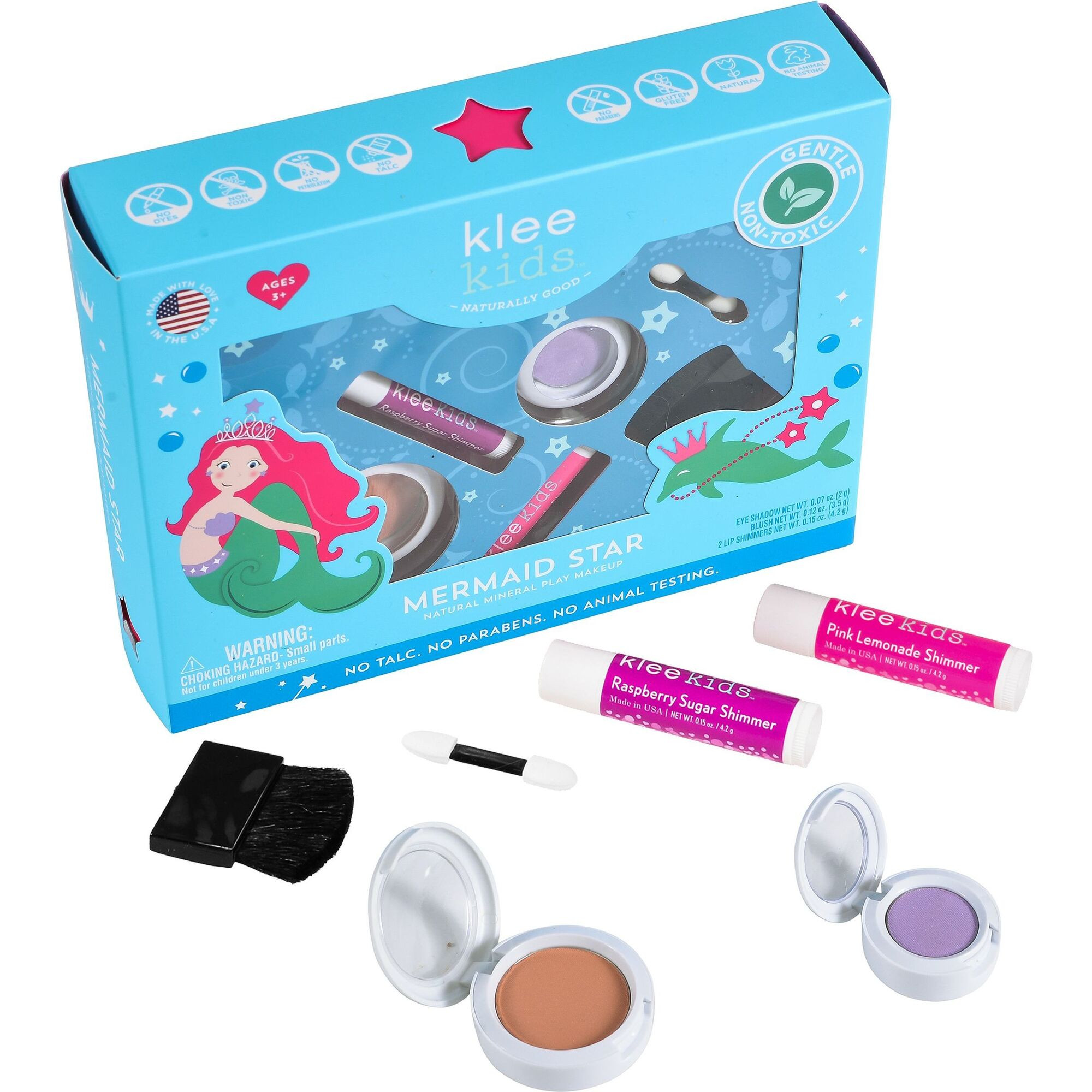 Mermaid Star 4-Piece Natural Play Makeup Kit with Pressed Powder Compacts | Maisonette