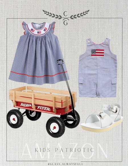 Amazon Fourth of July, Amazon spring baby, Amazon toddler dress, flag dress, baby flag dress, toddler patriots outfit, toddler sandals, kids wagon, toddler boy outfit, Fourth of July outfit. Callie Glass #LTKkids #LTKbaby #ltkkids #ltkbaby #ltkseasonal