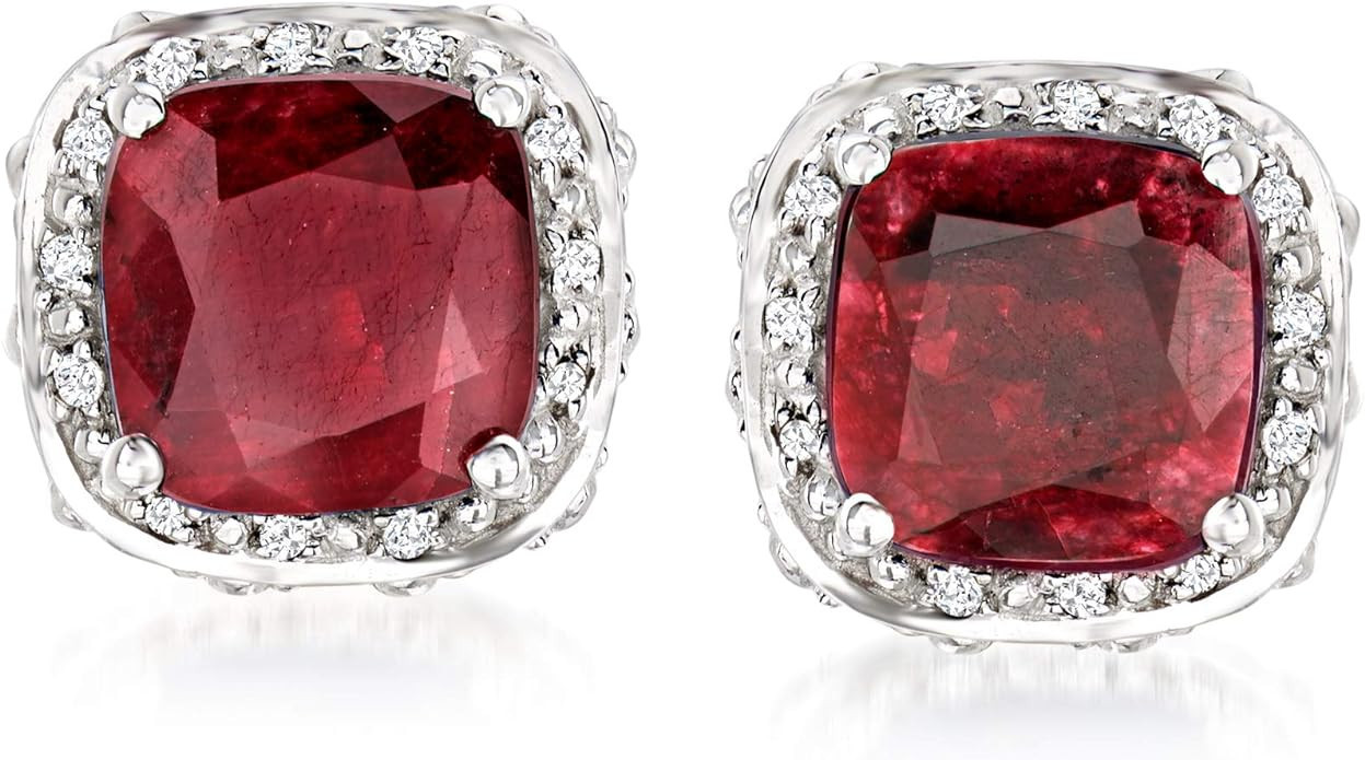 Ross-Simons Gemstone and .10 ct. t.w. White Topaz Stud Earrings in Sterling Silver | Amazon (US)