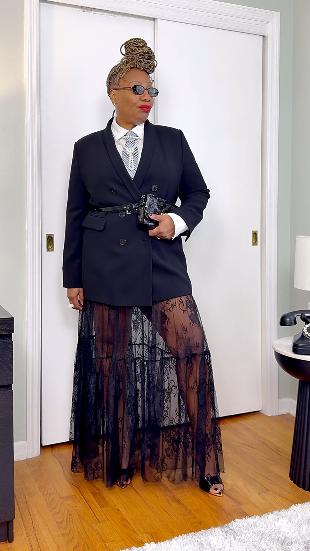 W3WW | The Black Tie Edit | Lace & Layers
A little lace, a little attitude. I paired a classic black blazer with a sheer lace maxi skirt, crisp white shirt, and tie for a look that’s equal parts boardroom and ballroom. Every piece is affordable, timeless, and easy to remix for the holidays.#LTKunder100 #LTKStyle #LTKBlackTie #W3WW #ChicOnABudget 

#LTKHoliday #LTKOver40 #LTKStyleTip #LTKMidsize