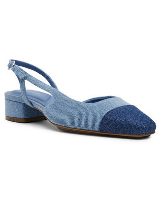 Women's Nia Block Heel Cap Toe Slingback Flats | Macy's