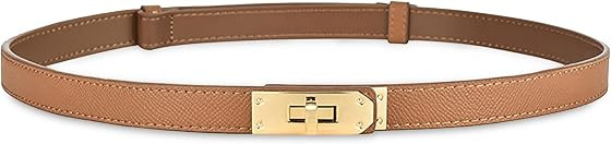 ANHAISHUILV Women's Skinny Leather Belt with Adjustable Golden Turn-Lock Buckle - Ideal for Dress... | Amazon (US)