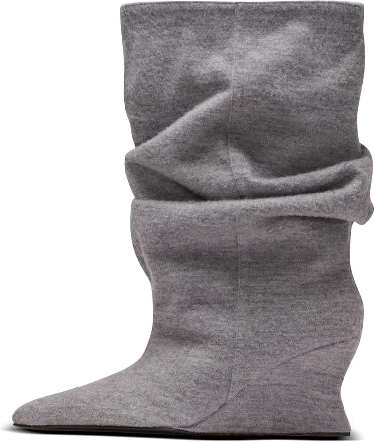 Slouchy Mid Calf Boots For Women Pointed Toe Wedge Heels Slouch Pull On Wide Calf Boots | Amazon (US)