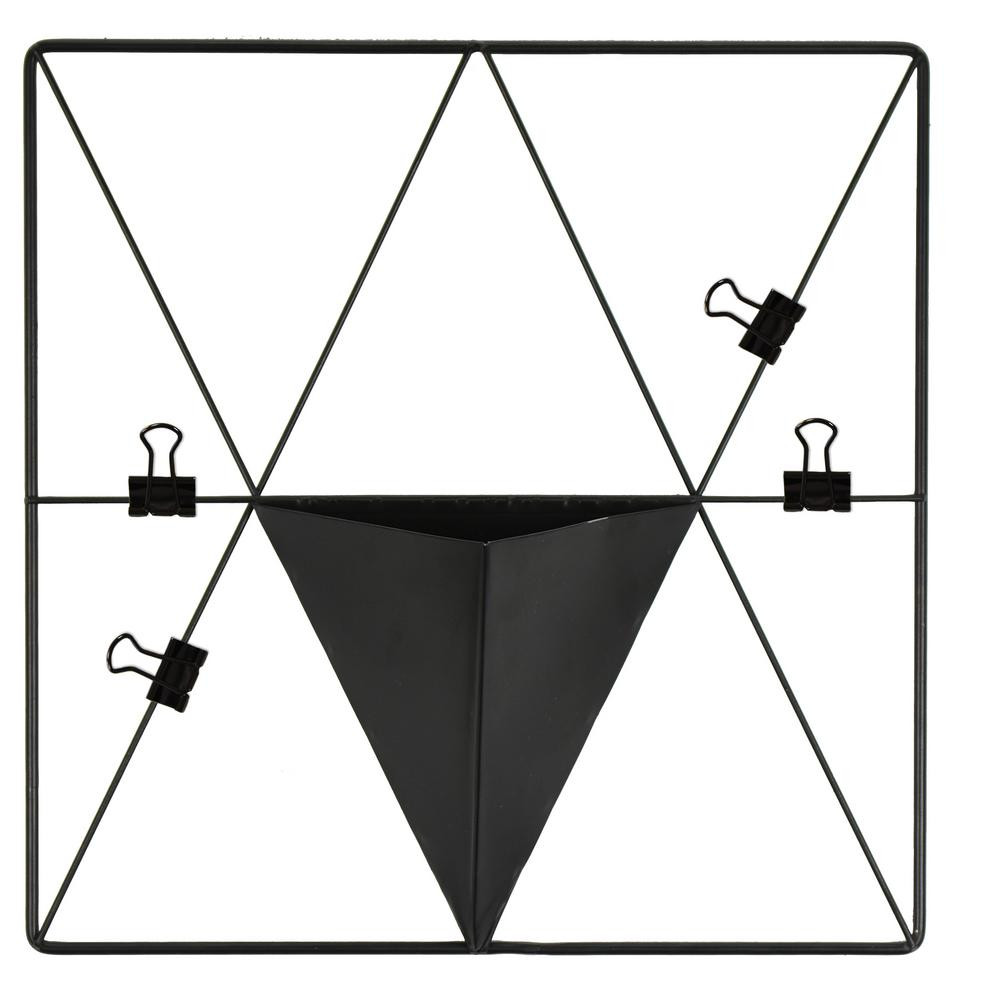 Matte Black Triangle Metal Grid with Pocket Wall Organizer Memo Board | The Home Depot