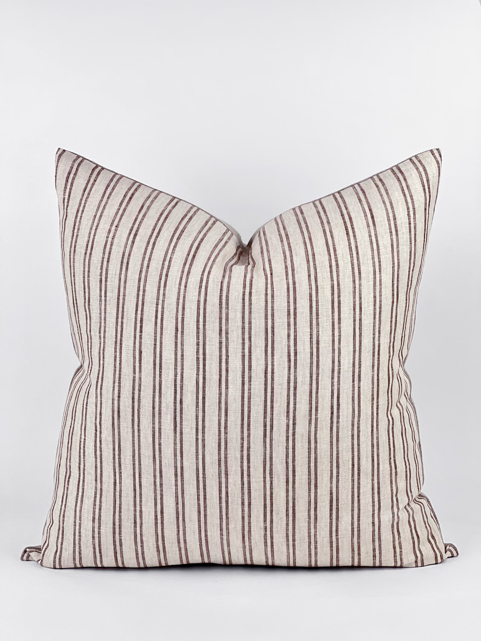 BRIER Beige and Brown Stripe Linen Pillow Cover, Neutral Pillow, Farmhouse Pillow, Brown Stripe P... | Etsy (US)