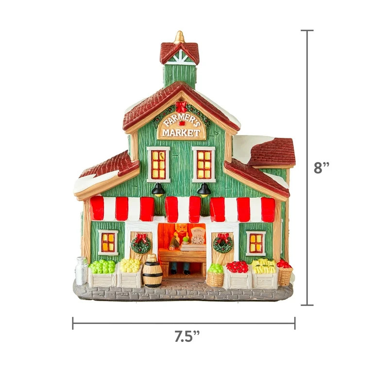 Light-up Multicolor Christmas Village Porcelain House Farmer's Market, 7.5" x 8.25" x 6.125", by ... | Walmart (US)
