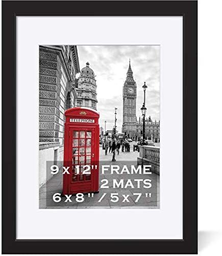 Aynoo 9x12 Picture Frame Solid Wooden Picture Frame Display Pictures 6x8 Picture Frame with Mat or 9 | Amazon (US)