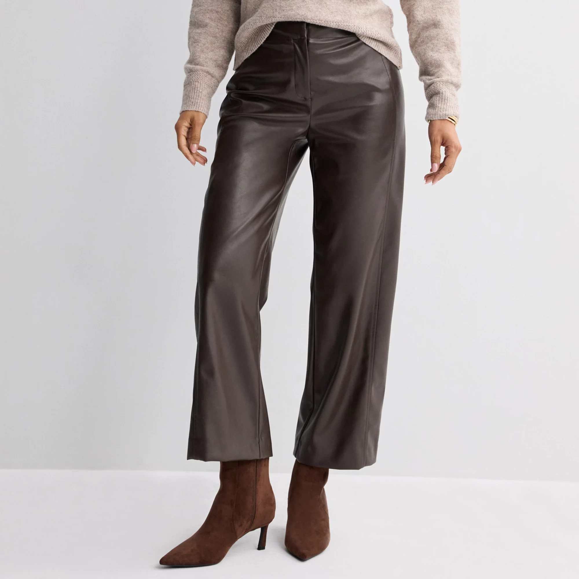 Women's Nine West Wide Leg Ankle Trousers, Size: 10, Brown Brown | Kohl's