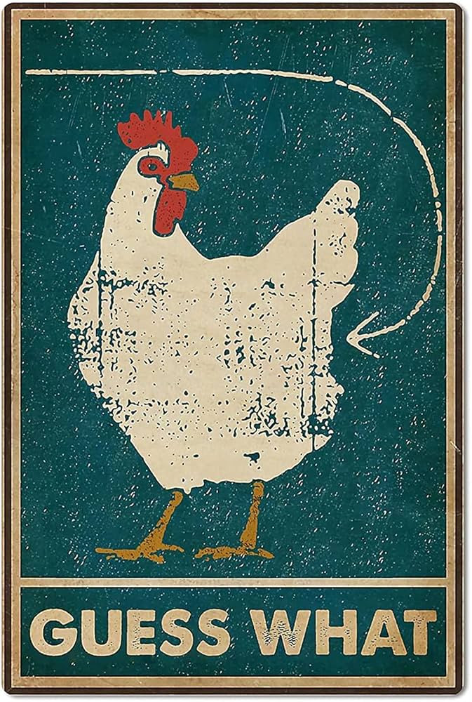 Haosensix Chicken Coop Metal Tin Sign Vintage Guess What Ranch Retro Poster Garage Kitchen Metal ... | Amazon (US)