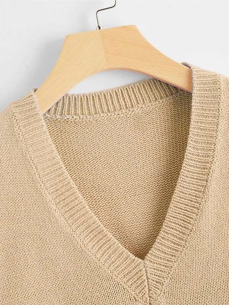 V Neck Solid Sweater Vest | SHEIN