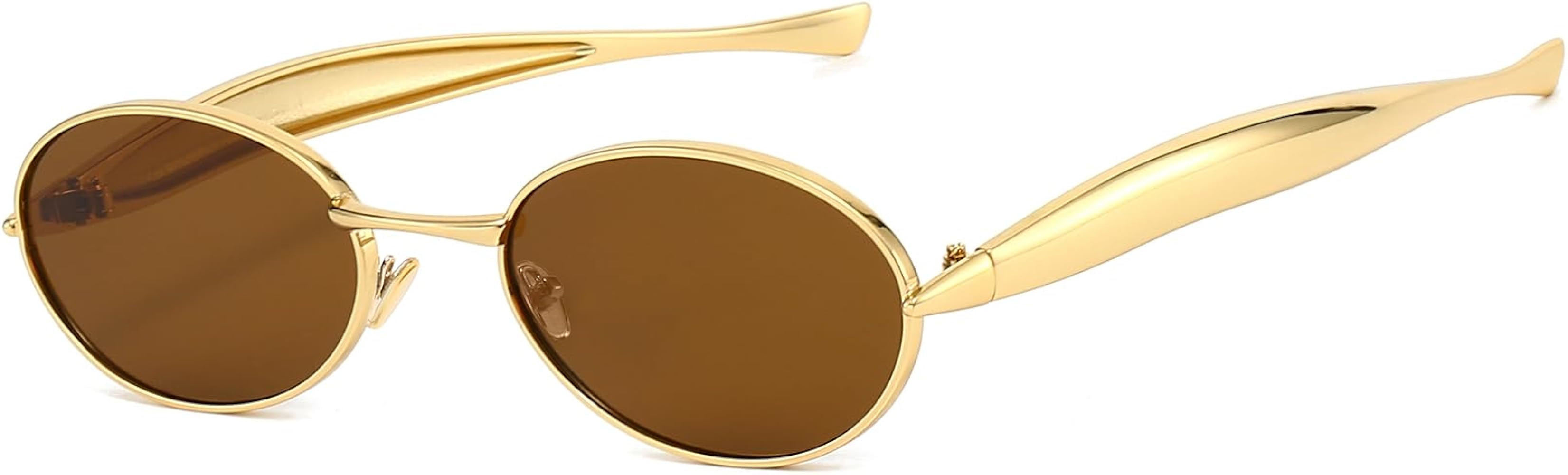 AIEYEZO Retro Oval Sunglasses for Women Men Fashion Gold Frame Sardine Sun Glasses Suitable for S... | Amazon (US)