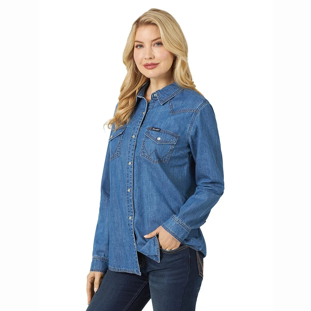 Wrangler® Women's Snap Denim Shirt | Walmart (US)