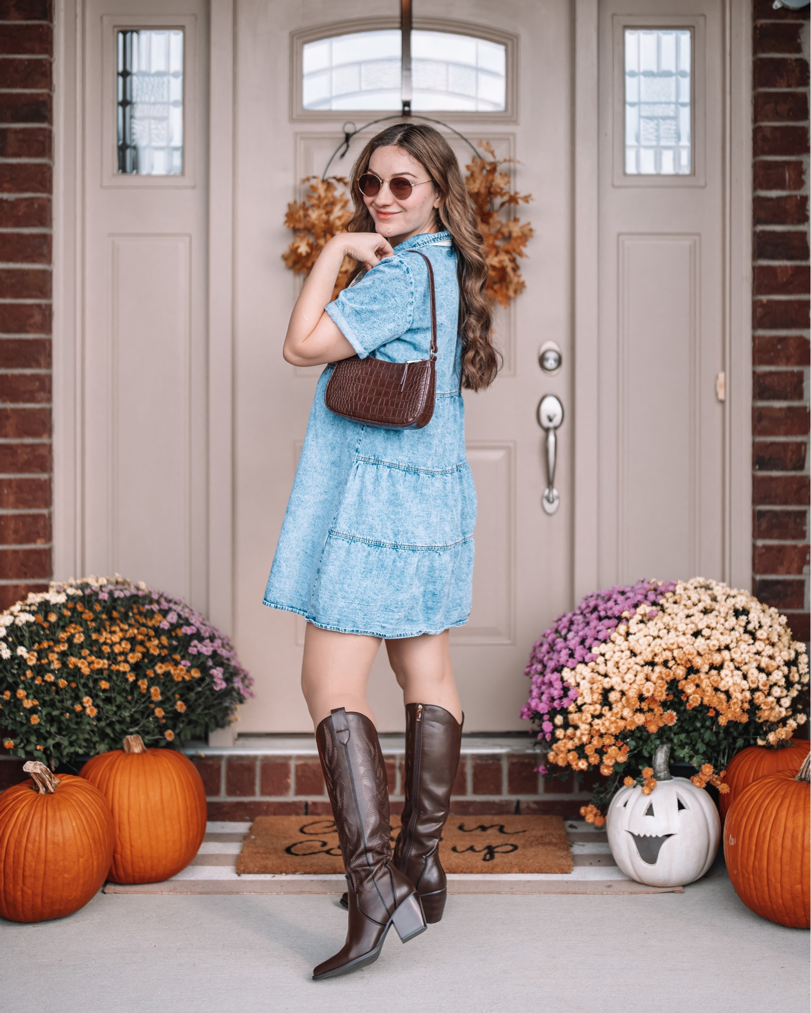 Denim & leather outfit inspiration 💡 Denim dress size M, western boots TTS #founditonamazon #westernoutfit Cowboy boots Cowgirl boots @amazonfashion

#LTKsalealert #LTKstyletip #LTKSeasonal