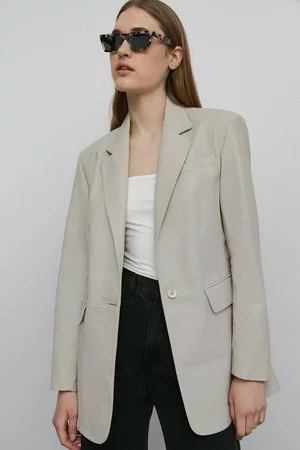 Real Leather Oversized Blazer | Warehouse UK & IE