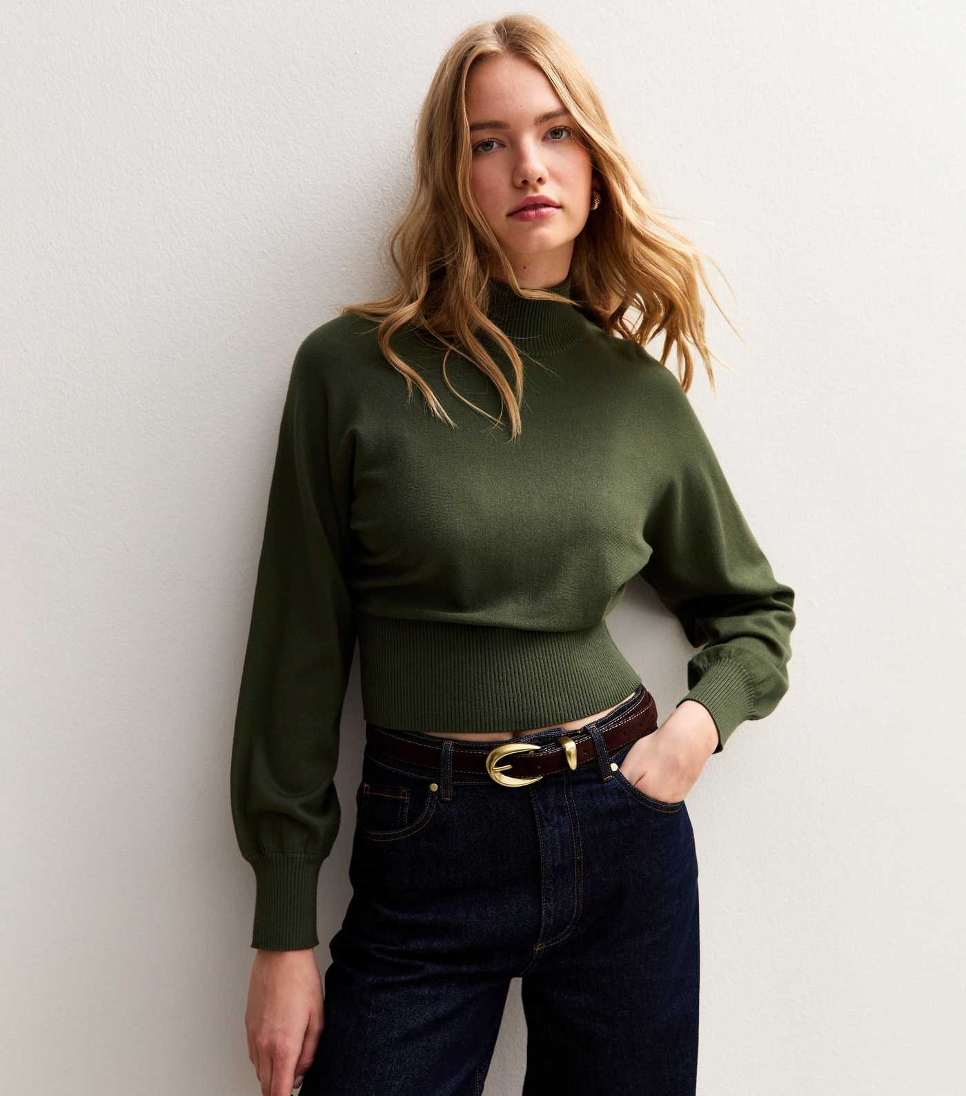 Khaki High Neck Knit Jumper | New Look | New Look (UK)
