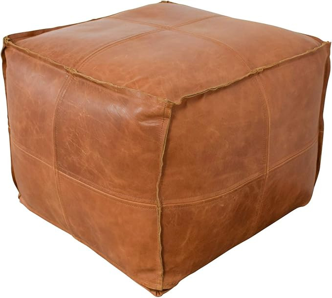 Marrakesh Style , Moroccan Square Leather Pouf Handmade - Comfortable Ottoman & Footrest, Home Gi... | Amazon (US)
